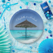 Assiettes En Carton Plage tropicale avec Mariage parapluie en chaume (Fête)