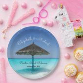 Assiettes En Carton Plage tropicale avec Mariage parapluie en chaume (Fête)