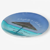 Assiettes En Carton Plage tropicale avec Mariage parapluie en chaume (Angle)