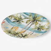 Assiettes En Carton Plage tropicale avec planches (Angle)