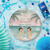 Assiettes En Carton Plage tropicale Bébé Sexe Révéler Sage de broussai (Fête)