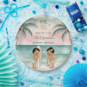 Assiettes En Carton Plage tropicale Bébé Sexe Révéler Sage de broussai (Fête)