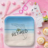 Assiettes En Carton Plage tropicale et palmier de Floride à la retrait (Fête)