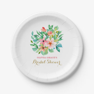 Assiettes En Carton Plage tropicale fleurie douche nuptiale