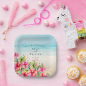 Assiettes En Carton Plage tropicale Hibiscus Plaque en papier (Fête)