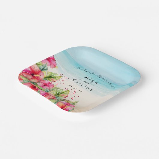 Assiettes En Carton Plage tropicale Hibiscus Plaque en papier (Angulaire)