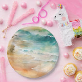 Assiettes En Carton Plage tropicale mer et mer de sable (Fête)