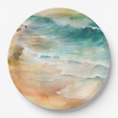 Assiettes En Carton Plage tropicale mer et mer de sable (Devant)