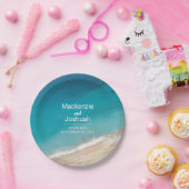 Assiettes En Carton Plage tropicale Moody Turquoise Mariage personnali (Fête)