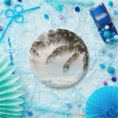 Assiettes En Carton Plage tropicale Océan Palm Trees & Lumières Mariag (Fête)