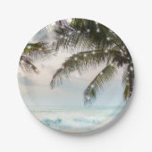 Assiettes En Carton Plage tropicale Océan Palm Trees & Lumières Mariag (Devant)