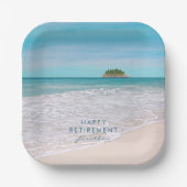 Assiettes En Carton Plage tropicale Personnalisée "Bonne retraite" (Recto)