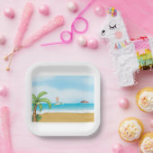 Assiettes En Carton Plage tropicale Plage amusante Été Océan (Fête)