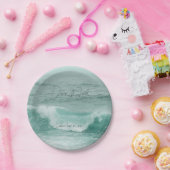 Assiettes En Carton Plage Turquoise Blanc Marine (Fête)