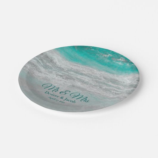Assiettes En Carton Plage Turquoise Tropical Ocean Waves Coastal (Angle)