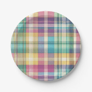Assiettes En Carton Plaid au printemps/Pâques/tartan