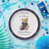 Assiettes En Carton Plaid Bear Themed Baby Shower  (Fête)