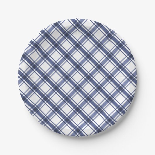 Assiettes En Carton Plaid bleu (Devant)