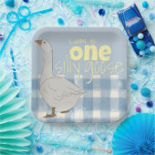 Assiettes En Carton Plaid Bleu & Blanc Une Oie Silencieuse (Fête)