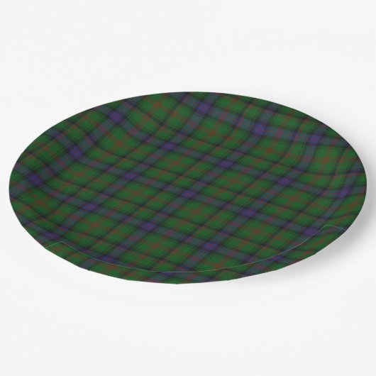 Assiettes En Carton Plaid bleu vert tartan Park (Angle)