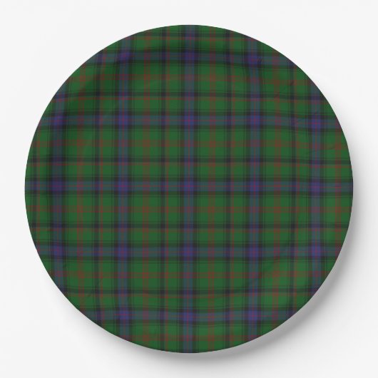 Assiettes En Carton Plaid bleu vert tartan Park (Devant)
