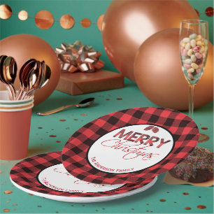 Assiettes En Carton Plaid Buffalo Joyeux Noël
