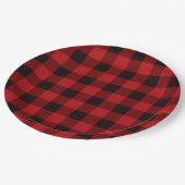 Assiettes En Carton Plaid classique de buffle noir rouge (Angle)