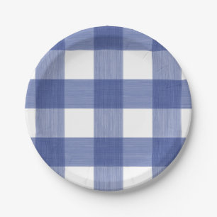 Assiettes En Carton Plaid de Buffalo dans le bleu