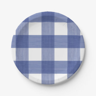 Assiettes En Carton Plaid de Buffalo dans le bleu
