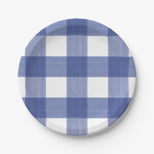 Assiettes En Carton Plaid de Buffalo dans le bleu (Devant)