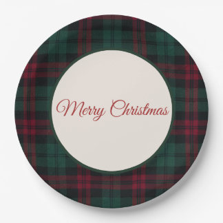 Assiettes En Carton Plaid de Noël Classique Joyeux Noël