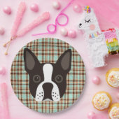 Assiettes En Carton Plaid de tartan de chiot de Boston Terrier (Fête)