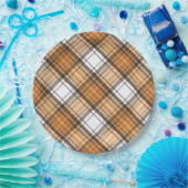 Assiettes En Carton Plaid de Thanksgiving Brown et Orange Party Plate (Fête)