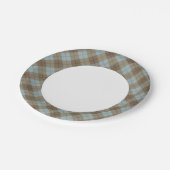 Assiettes En Carton Plaid en bleu et Brown (Angle)
