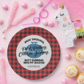 Assiettes En Carton Plaid Fête des pères Rustique BBQ Papa Personnalis (Fête)