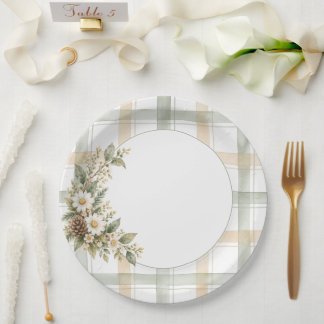 Assiettes En Carton Plaid floral de bois à l'aquarelle
