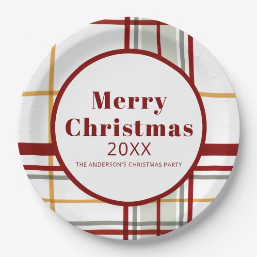 Assiettes En Carton Plaid Joyeux Noël Fête Plaque en papier (Devant)