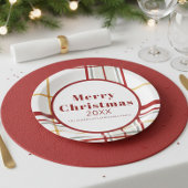 Assiettes En Carton Plaid Joyeux Noël Fête Plaque en papier
