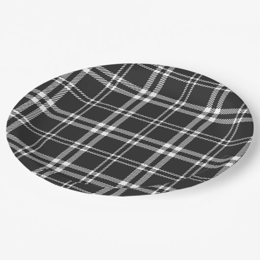 Assiettes En Carton Plaid noir (Angle)