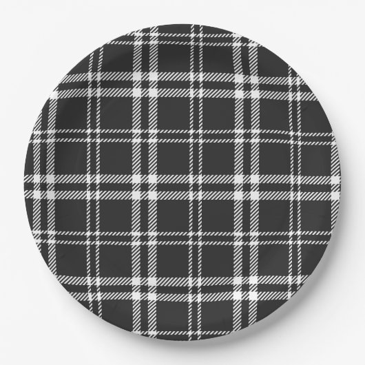 Assiettes En Carton Plaid noir (Devant)