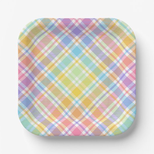 Assiettes En Carton Plaid Pastel (Recto)