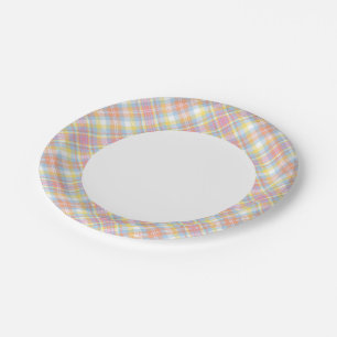 Assiettes En Carton Plaid Pastel Stripe