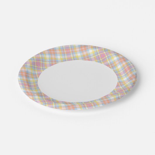 Assiettes En Carton Plaid Pastel Stripe (Angle)