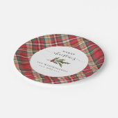 Assiettes En Carton Plaid Red Check Rustique Joyeux Noël Ferme (Angle)
