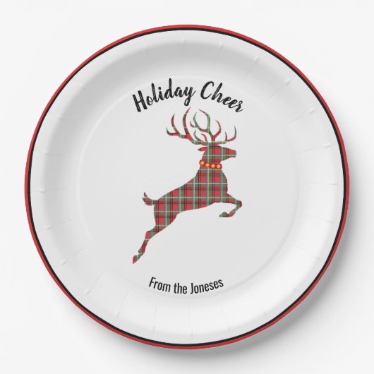 Assiettes En Carton Plaid Reindeer Holiday Cheval (Devant)