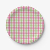 Assiettes En Carton Plaid rose et vert de très bon goût (Devant)