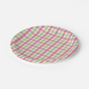 Assiettes En Carton Plaid rose et vert de très bon goût