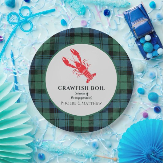 Assiettes En Carton Plaid Tartan Crawfish (Fête)