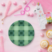 Assiettes En Carton Plaid vert (Fête)