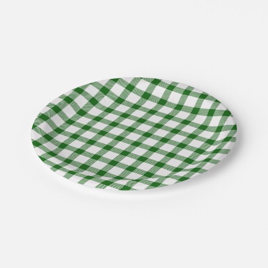 Assiettes En Carton Plaid vert (Angle)